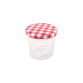 Jam Jar(150ML) with a red and white gingham lid, perfect for homemade preserves and jams.